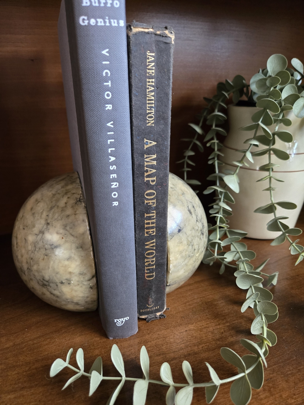 Vintage Italian Alabaster Orb Bookends | Hand Carved Genuine Alabaster